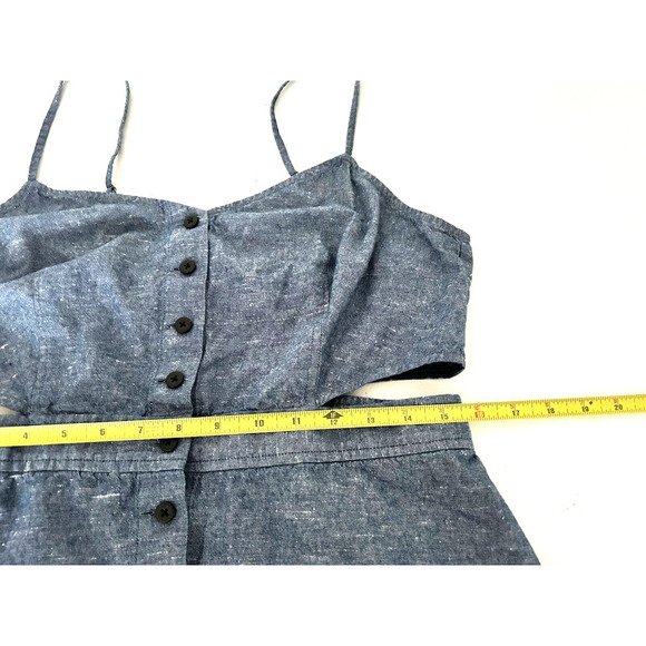 Madewell | G3192 Women's Blue Button Front Chambray Cut Out Cami Dress Size 14 - Picture 8 of 11
